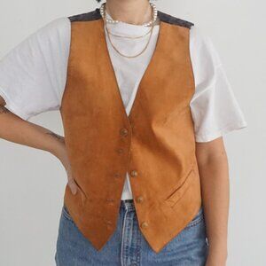 Daniel Hechter 100% Leather Suede Button Up Western Cowgirl Vest Med
